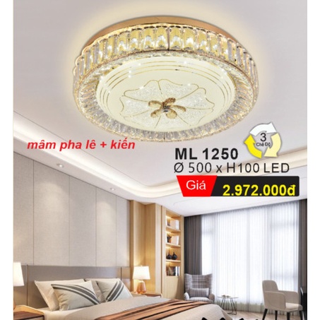 Đèn Mâm Ốp Trần Pha Lê -Thủy tinh, Đèn Trang Trí Phòng Khách/Phòng Ngủ Sang Trọng