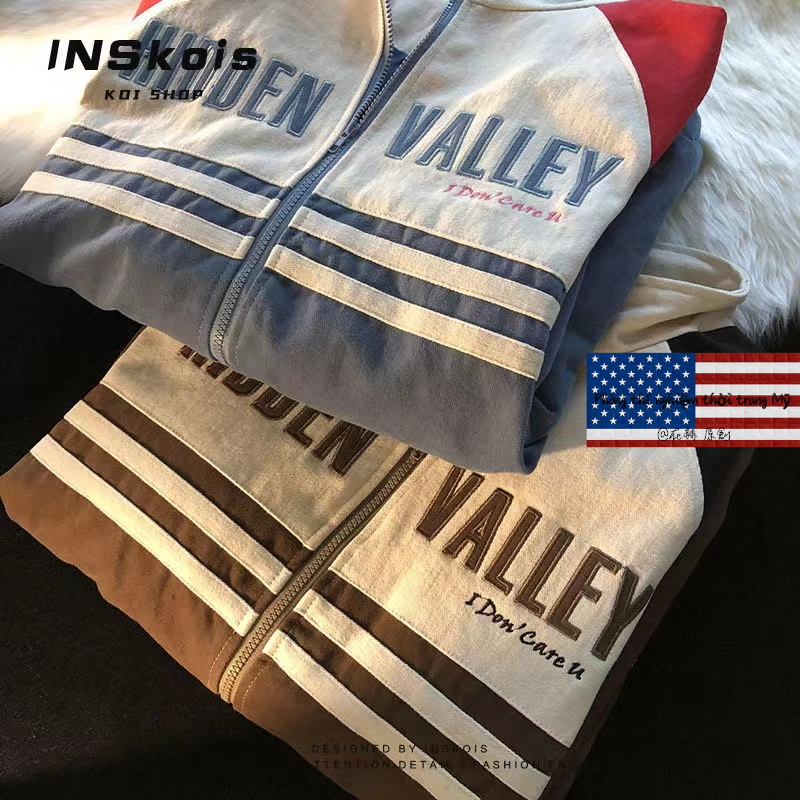 Áo Khoác Bóng Chày Thêu Chữ Phong Cách Đường Phố Mỹ Cá Tính