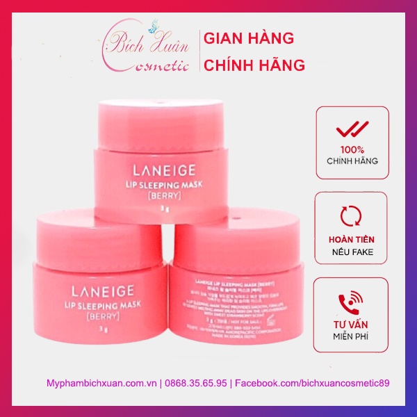 Mặt nạ ngủ ủ môi Laneige lip sleeping mask mini 3g, chăm sóc đôi môi hồng hào