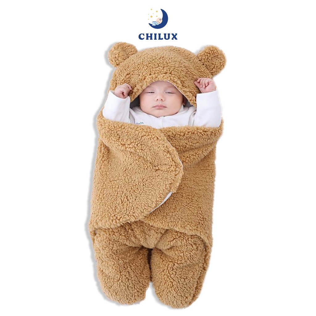 Túi ngủ cho bé chilux hình gấu xinh xắn, chống giật mình giúp bé ngủ ngon hơn