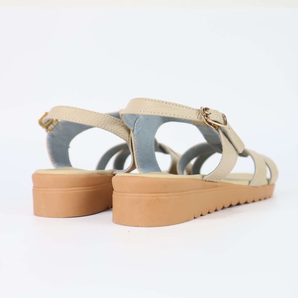 Giày sandal nữ da thật mũi tròn basic đế cao 3cm đi làm đi chơi đi học Cillie 1008