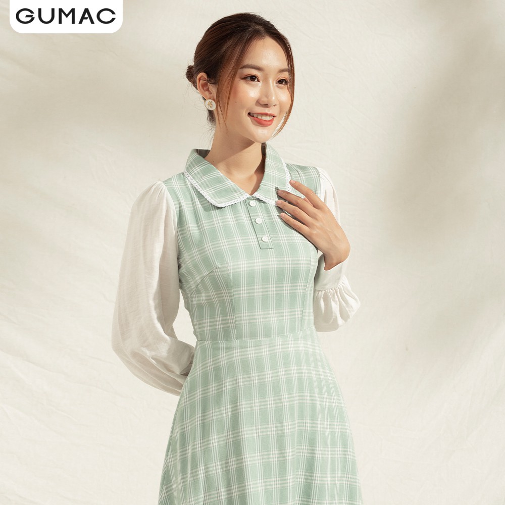 [Mã MABR07062 giảm 8% tối đa 50K đơn từ 249K] Đầm nữ caro phối tay DA1190 GUMAC | BigBuy360 - bigbuy360.vn