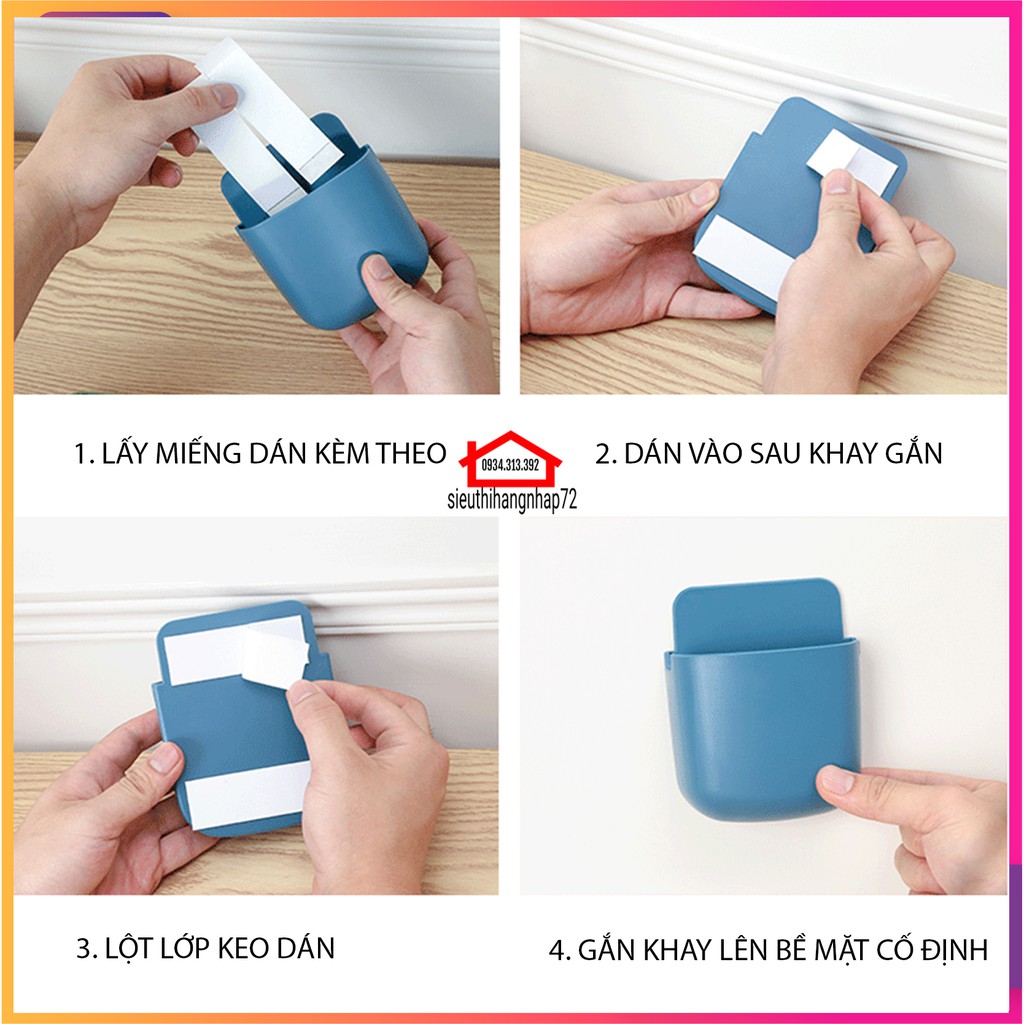 Khay gắn tường để đựng remote, điều khiển máy lạnh tiện dụng treo tường (giao màu ngẫu nhiên) [KHAY DÁN]]