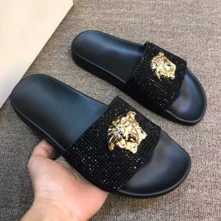 Dép lê da nam đính đá vê sạc mới