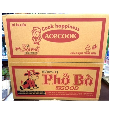 ACECOOK Mì Ăn Liền Phở Gà / Bò Gold Thùng 30 gói x 68g.