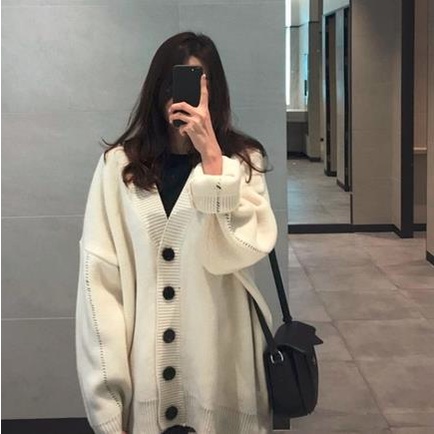 Áo khoác len nữ, áo cadigan nữ xám, trắng unisex, oversize, bigsize 2021 | BigBuy360 - bigbuy360.vn