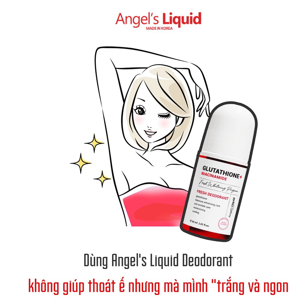 [100% CHÍNH HÃNG] Lăn Nách Angel Liquid Mờ thâm Dưỡng Trắng 72 Tiếng Angel's Liquid Glutathione Niacinamide 60ml