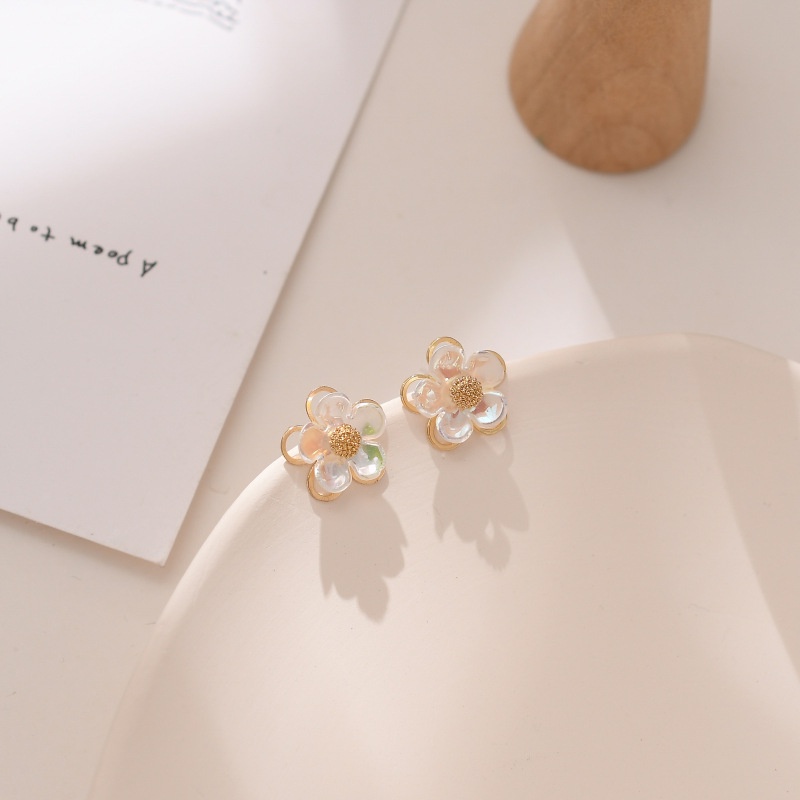 Khuyên tai mạ bạc S952 hình bông hoa nhỏ đơn giản dễ phối đồ phong cách cho nữ