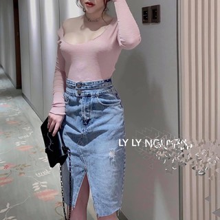 Chân Váy Jean dài chẻ, CHÂN VÁY DENIM JEAN DÀI,CHÂN VÁY JEAN DÀI SUÔNG, Chân Váy Ôm