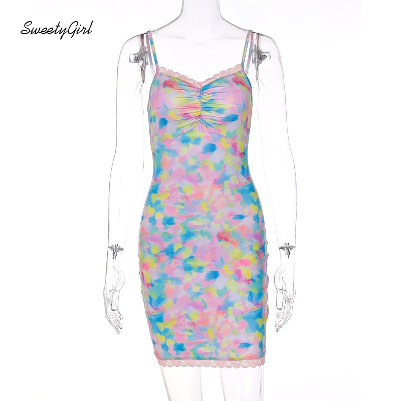 Sweety Đầm Mini Cổ Chữ V Phối Ren Màu Trơn 2022 Thời Trang Quyến Rũ Cho Nữ