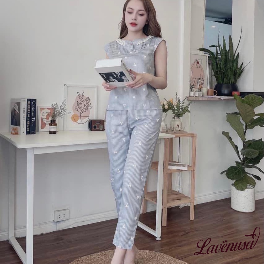 Bộ mặc nhà nữ mùa hè chất thô Hàn cao cấp thoải mái thoáng mát LAVENUSA QA09