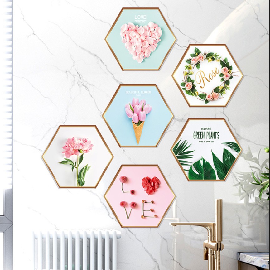 Decal dán tường 6 Khung tranh hoa hồng mẫu mới