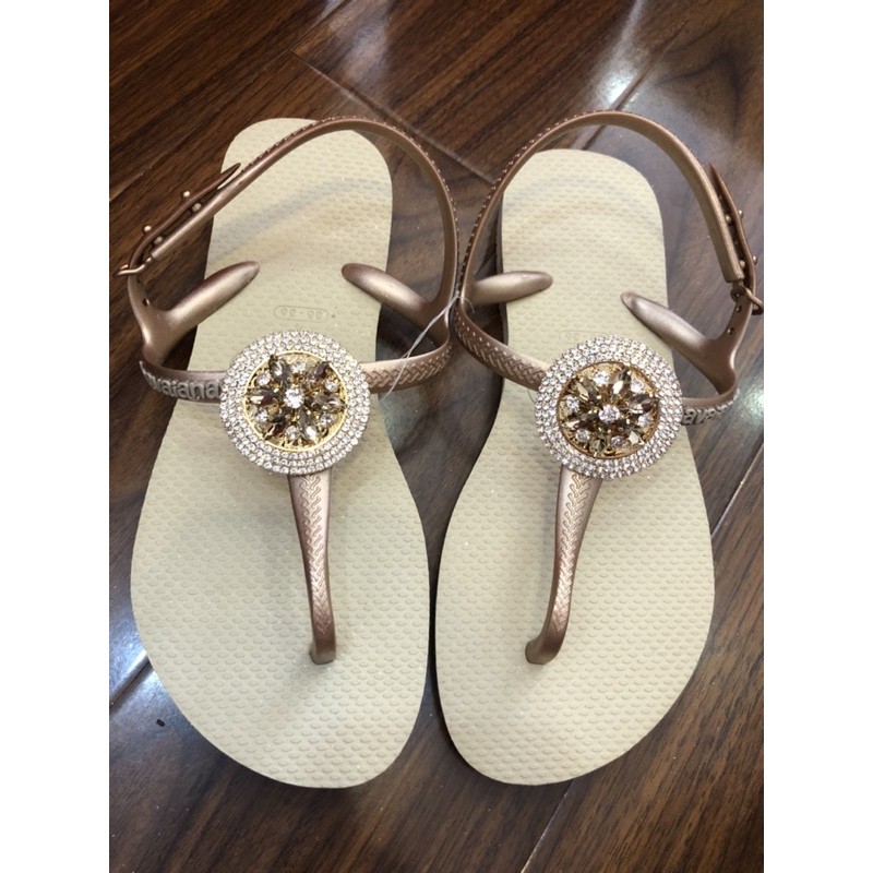 Sandanl havaianas twish gold nhạt phối charm