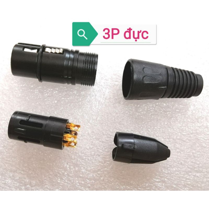 Đầu jack chuẩn Canon 3P đực, cái nối dây chân mạ vàng