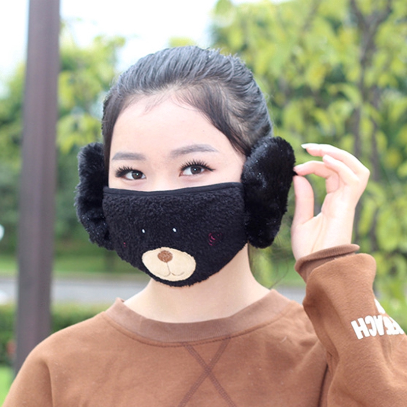 Khẩu Trang Họa Tiết Hoạt Hình Xinh Xắn Chống Gió Giữ Ấm Mùa Đông