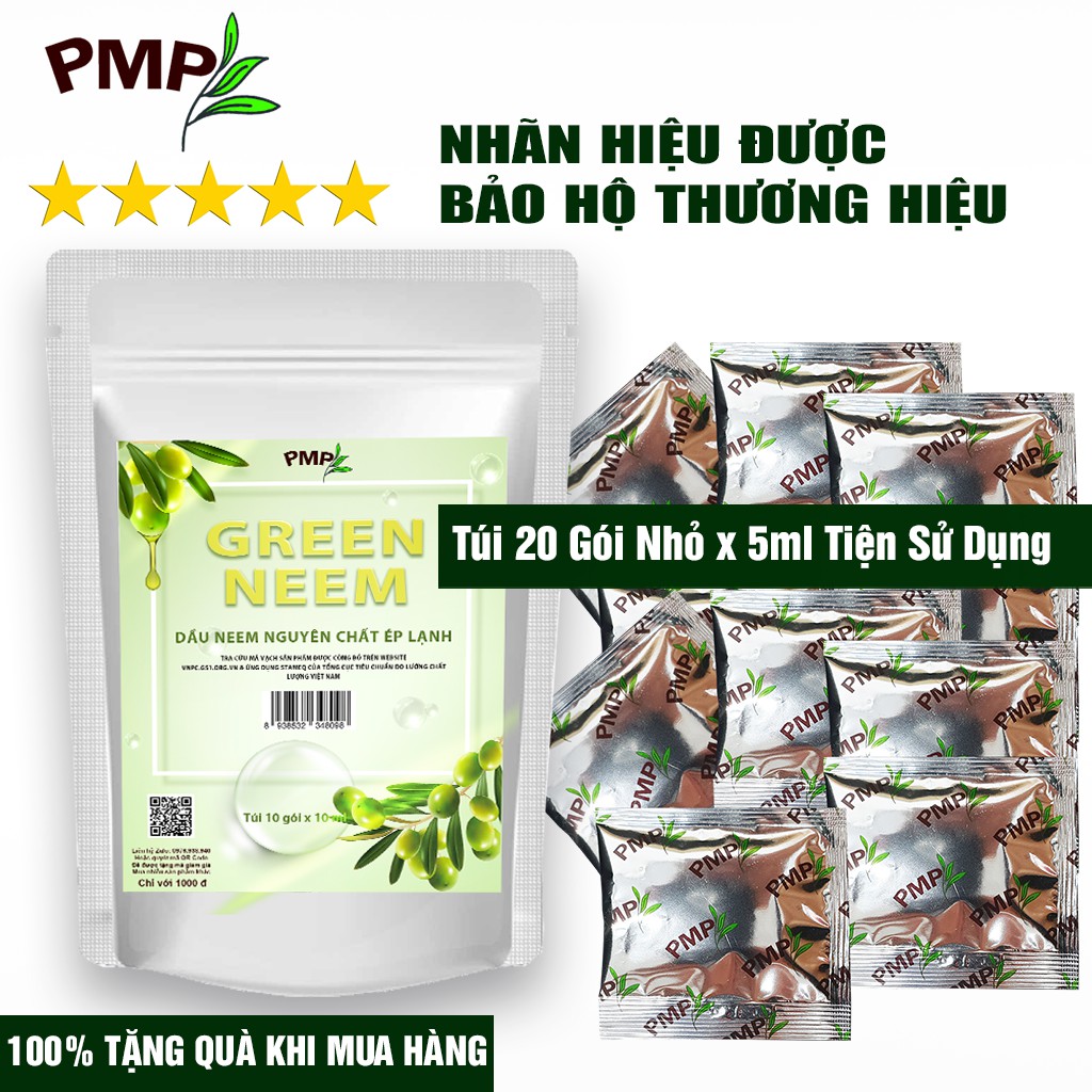 Combo 2 Túi Dầu Neem Oil Hữu Cơ PMP Nguyên Chất Loại Bỏ Rệp, Nhện Đỏ, Nấm, Sâu Bệnh Cho Hoa Hồng, Rau Sạch Green Neem