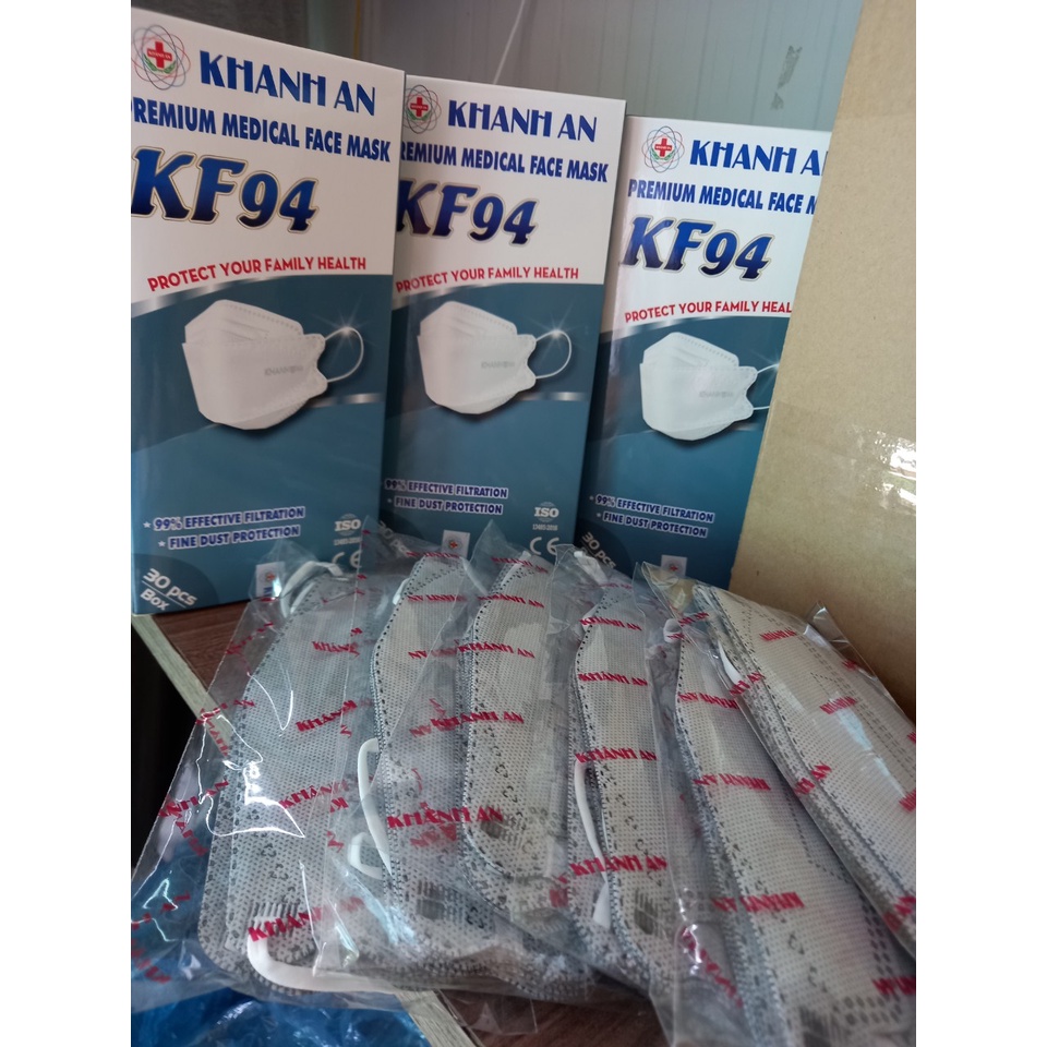 {HỘP TẶNG THÊM 3 CÁI}SỈ 10 HỘP, HỘP 30 CÁI KHẨU TRANG Y TẾ 4D KF94 HỘP 30 CÁI KHÁNH AN (MÀU XÁM) - CÓ THỂ MIX MÀU TỰ CHỌ