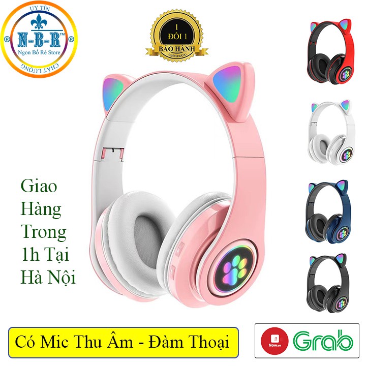 🍀loại xịn có mic🍀 Tai Nghe Chụp Tai Mèo Bluetooth, Headphone Tai Mèo Dễ Thương, Âm Bass Mạnh Mẽ Và Dung Lượng Pin Khủng