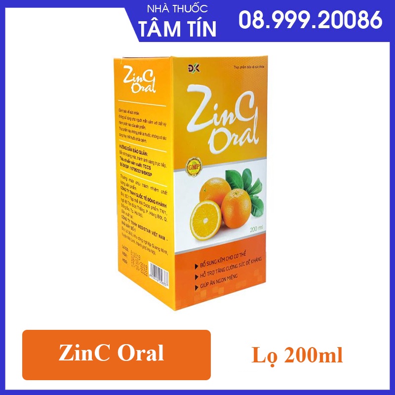 [CHÍNH HÃNG ] Kẽm ZINC ORAL tăng đề kháng - kích thích ăn ngon - Chai 200ml