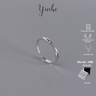 Nhẫn Bạc Nữ, Nhẫn Bạc Thanh Ngang Phong Cách Hàn Quốc Yinbe Silver Thiết Kế Hở Bạc 925 Freesize YR017