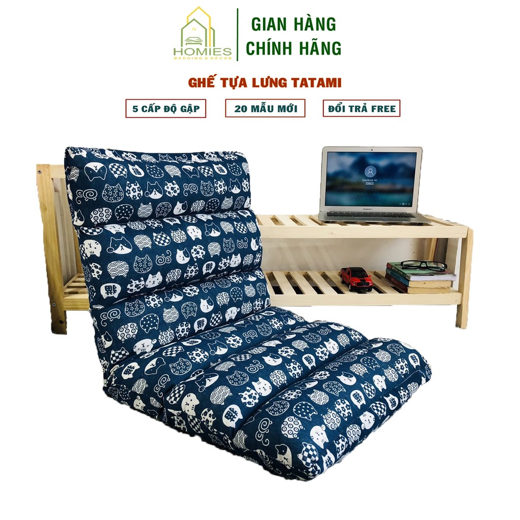 Ghế Tựa Lưng HOMIES kiểu nhật điều chỉnh 5 cấp độ, Chịu trọng lượng 180kg - Nhung Cực Mịn Ko Bị Xẹp