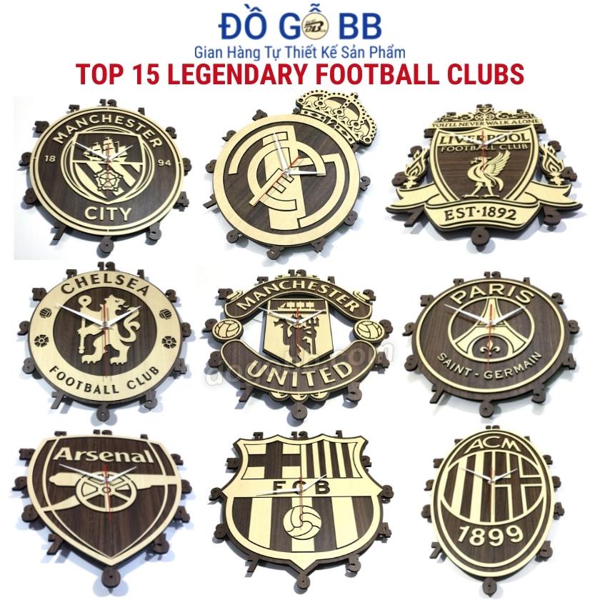 Đồng hồ gỗ logo Manchester United City Barcelona Chelsea Real Madrid Bayern PSG Inter Ac Milan Liverpool dogobb