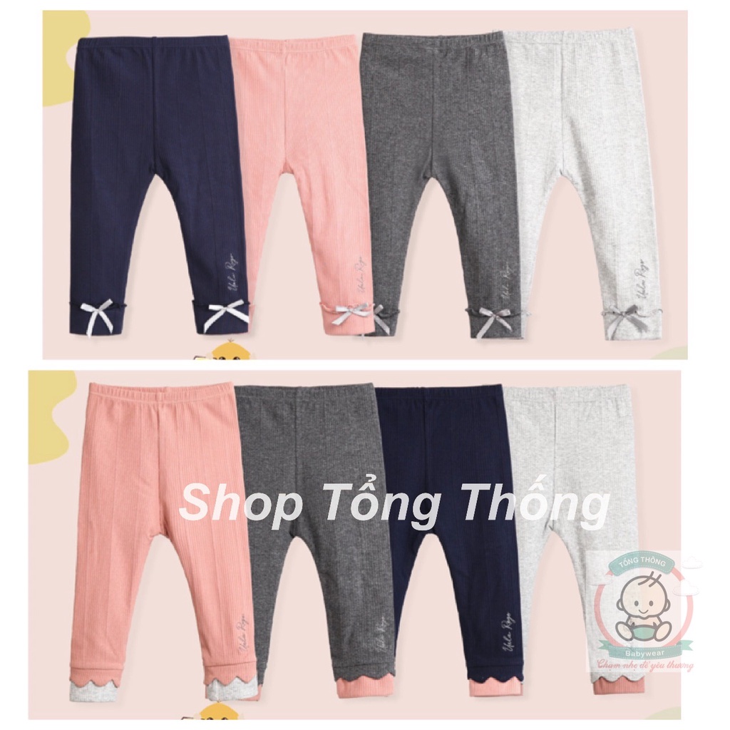 Quần legging Uala Rogo cotton thun gân nhẹ dài cao cấp màu trơn thấm hút tốt mềm mịn cho bé gái 3919 3918