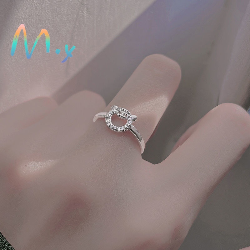 Nhẫn mạ bạc 925 hình hổ đính đá sang trọng