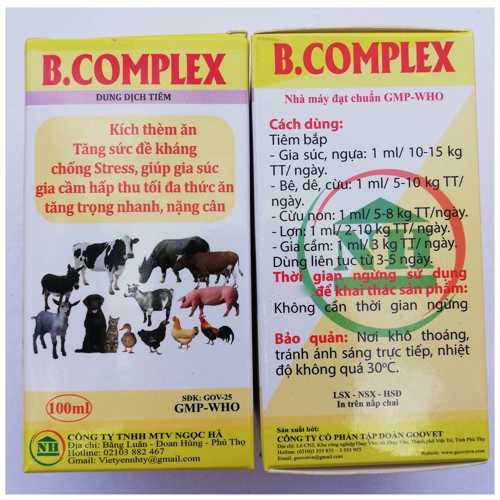 1 lọ B.COMPLEX 100ml  Tăng trọng nhanh, nặng cân,  tăng sức đề kháng, dùng kích thèm ăn