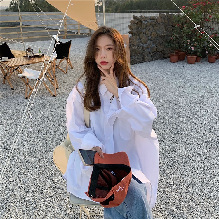 Áo sơ mi dáng rộng phong cách Hàn Quốc thời trang dành cho nữ