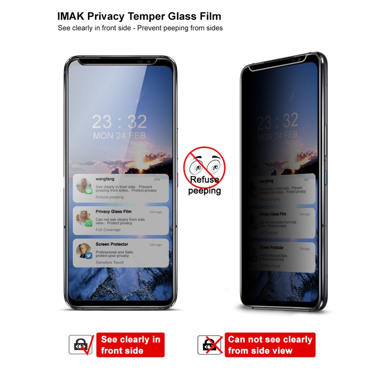 Kính Cường Lực Imak Chống Nhìn Trộm Bảo Vệ Màn Hình Cho ASUS ROG Phone 6 Pro ROG Phone6
