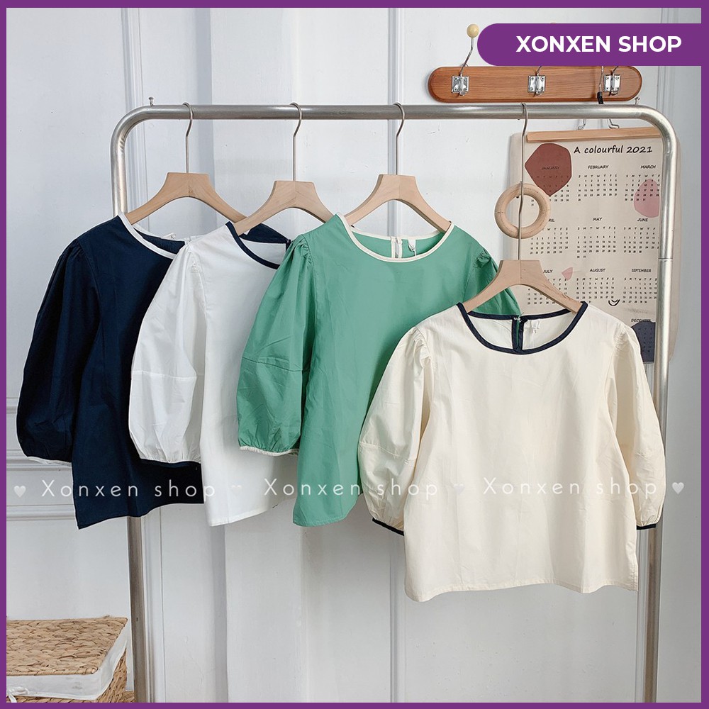 Áo sơ mi kiểu tay lỡ cổ viền màu XONXEN SHOP TAM KỲ 269 HÙNG VƯƠNG free size mã 117