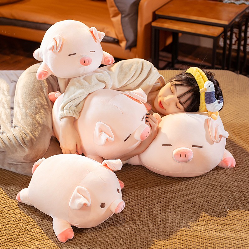 Gối Ôm Nhồi Bông Mềm Mại Thiết Kế Hình Chú Heo Hoạt Hình Dễ Thương