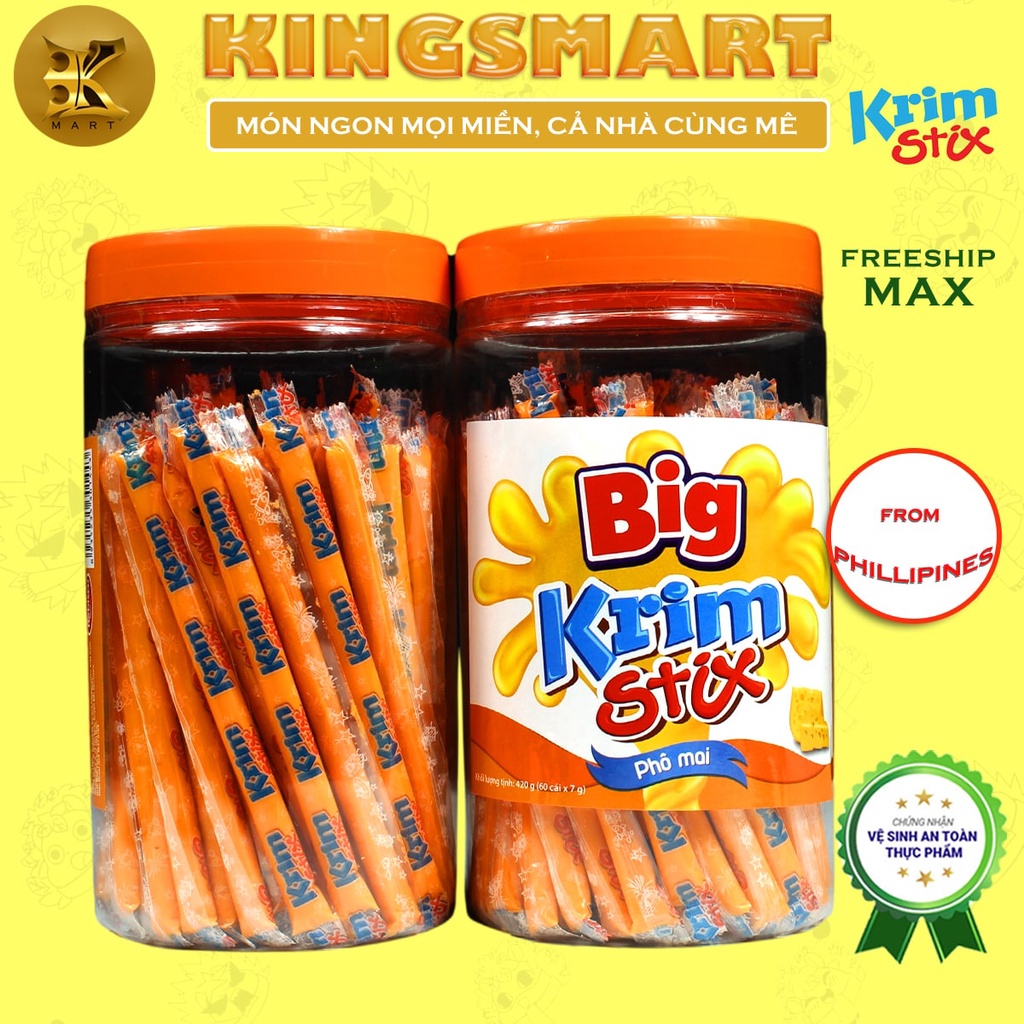Kẹo phô mai tan chảy dạng que BIG KRIM STIX (Hũ 60 que/ 420G)