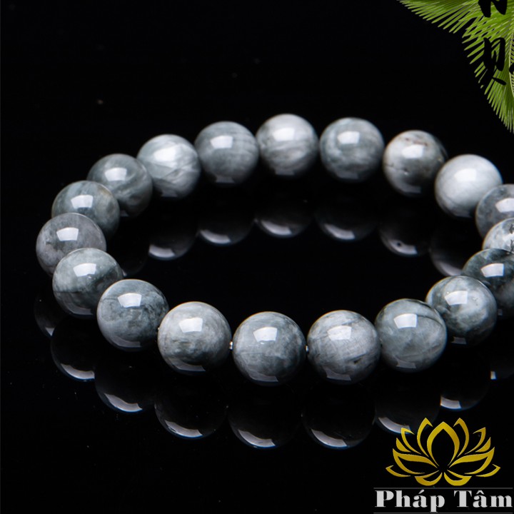 Vòng Tay Đá Gỗ Hóa Thạch Xám Khói Cao Cấp Hạng 7A - Tâm Phong Thủy
