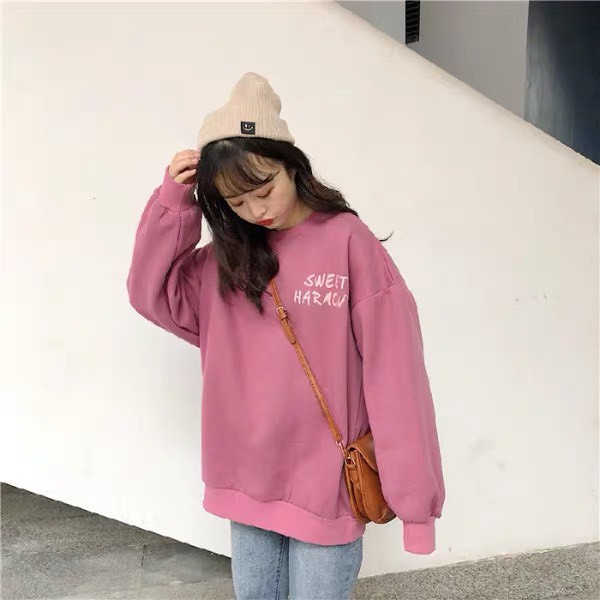 [Áo sweater nữ] áo sweater SuzaHouse form rộng unisex nỉ bông mặc nhà đi chơi màu xanh thời trang ulzzang Hàn Quốc | BigBuy360 - bigbuy360.vn