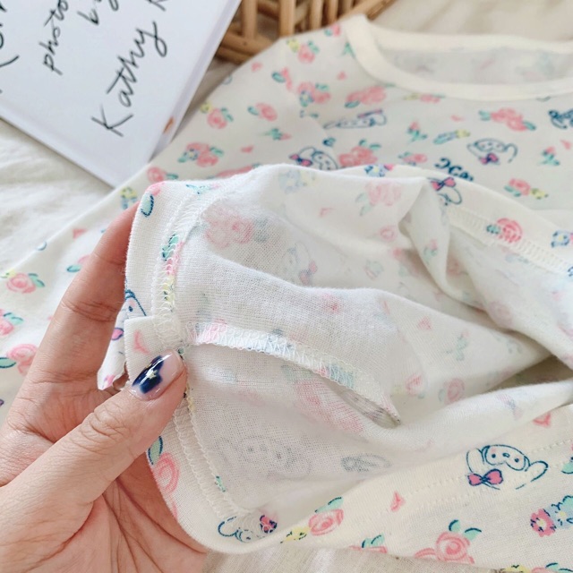 Bộ cotton bé gái xuất Nhật