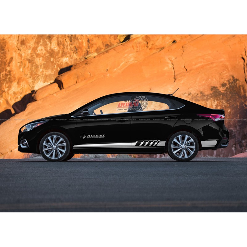 Tem Dán Xe Ô Tô Accent Màu Đen Thể Thao