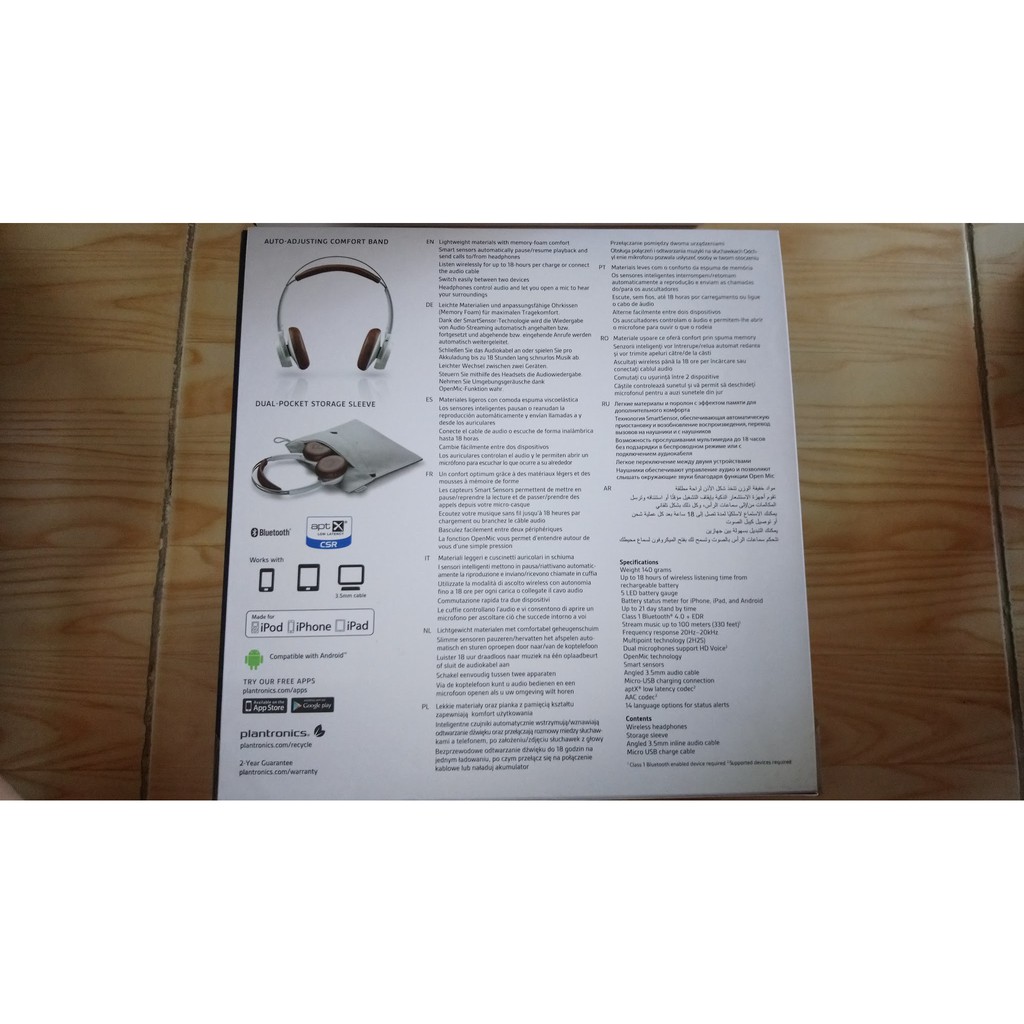 Tai Nghe Bluetooth Plantronics Backbeat Sense trắng - Nguyên seal