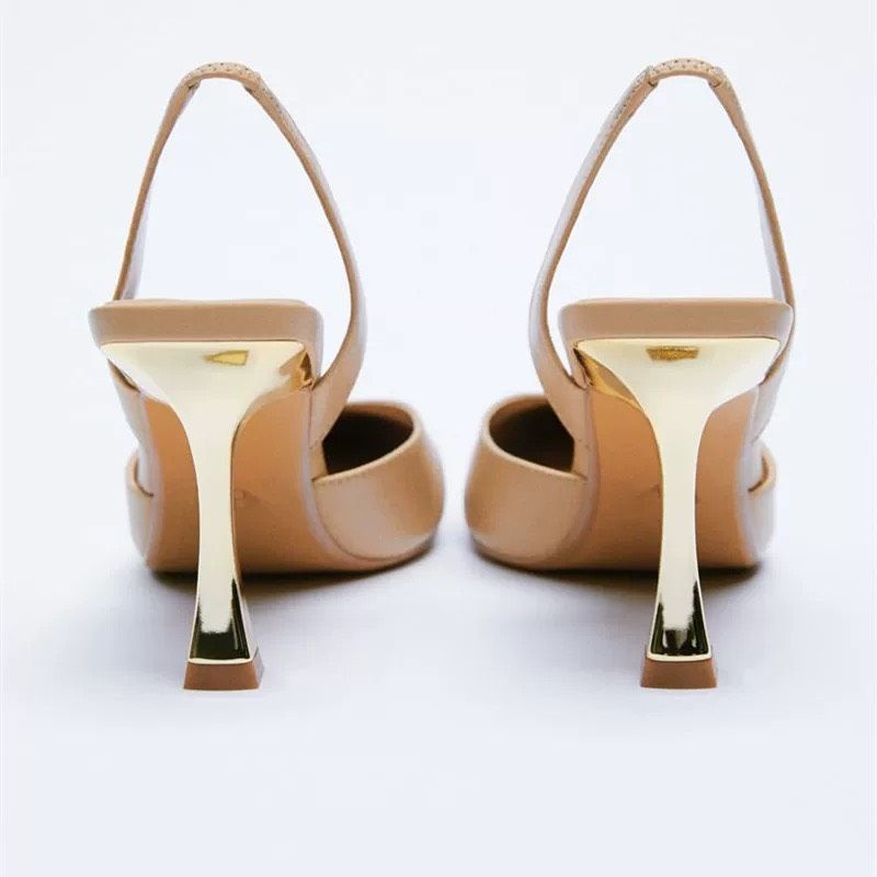 tv Giày Sandal 9p Zara Gót Vàng Mũi Nhọn Da Mềm Êm Fullbox Tem Hãng Cao Cấp