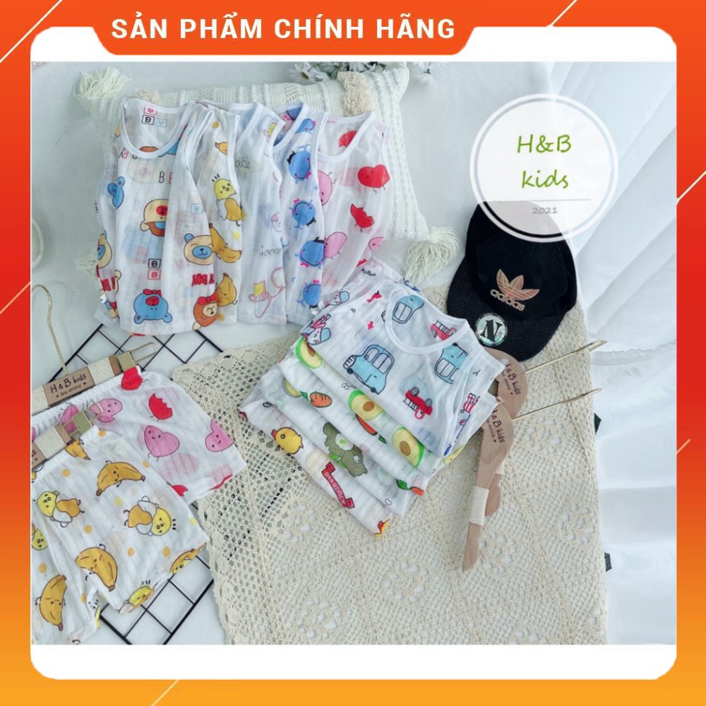 Bộ Cotton Giấy Ba Lỗ Cho Bé Trai Bé Gái Sơ Sinh 5-15kg Hàng Đẹp