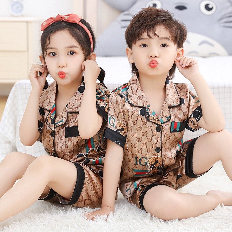 Bộ quần áo bé trai bé gái Kangmin kids, pijama cho bé trai bé gái chất lụa mêm PM08, bộ đồ ngủ cho bé từ 7-28kg