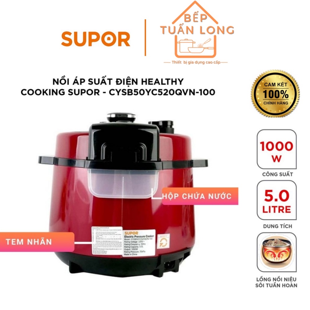 Nồi Áp Suất Điện SUPOR CYSB50YC520QVN-100, 5L, 1000W Lòng Niêu- Hàng Chính Hãng Bảo Hành 12 Tháng