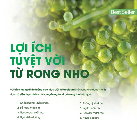 Rong Nho Tách Nước Okinawa - Rong Nho Biển - Công Nghệ Tách Nước Nhật Bản ( tặng sốt mè rang 15ml)