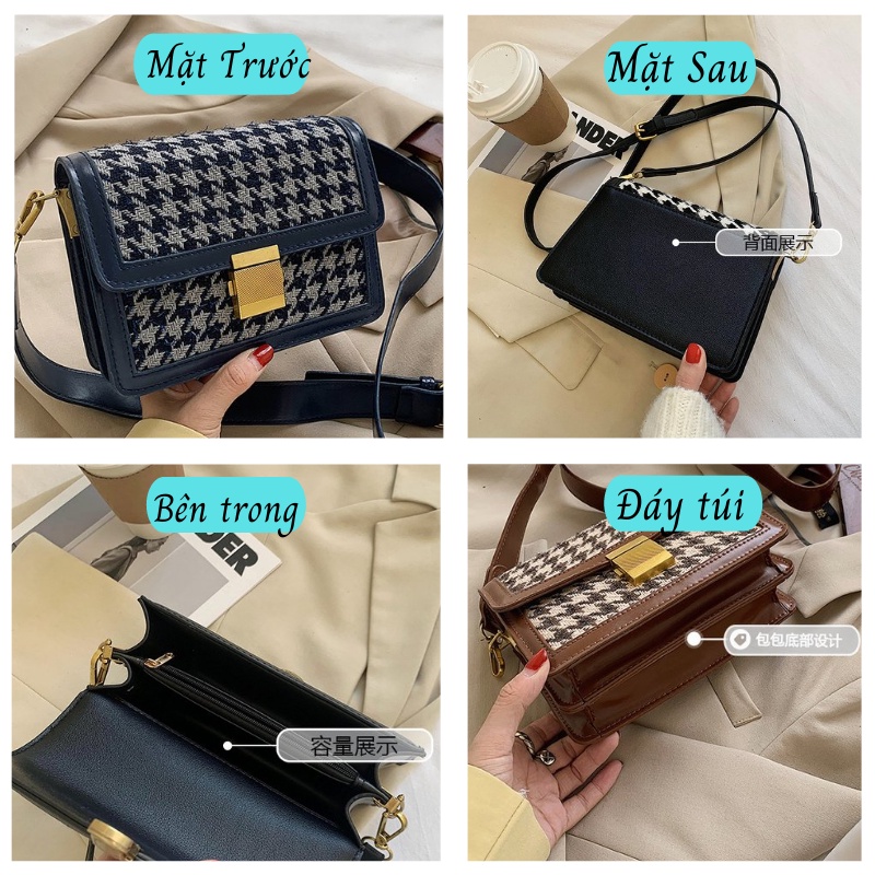 Túi xách đeo chéo đi chơi hoạ tiết caro cao cấp Sonasi TXN0014