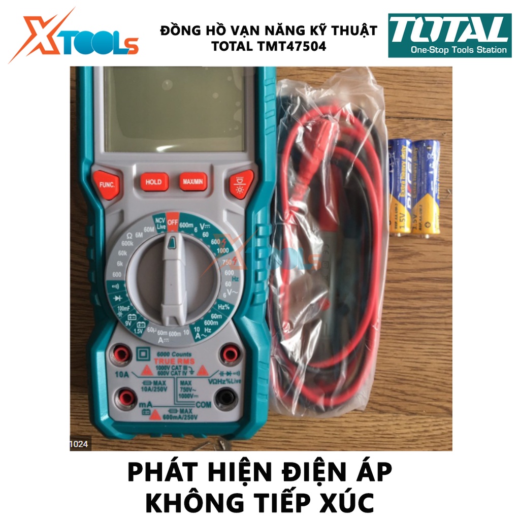 Đồng hồ vạn năng kỹ thuật số TOTAL TMT47504 đồng hồ đo đa năng Điện áp DC 600mV 6V 60V 600V 1000V ± (0,5% +3), Hiệu suất