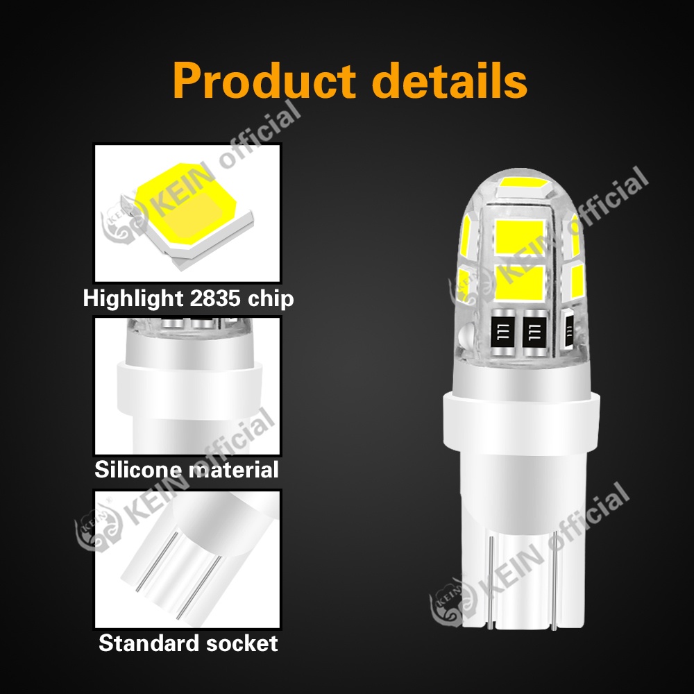 Đèn LED T10 W5W 194 168 501 2835 12V ánh sáng trắng/xanh dương cho xe hơi