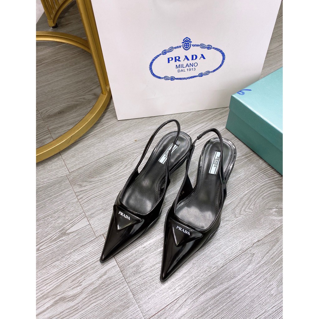 Giày Cao Gót Prada Quai Sau 3f Full Phụ Kiện