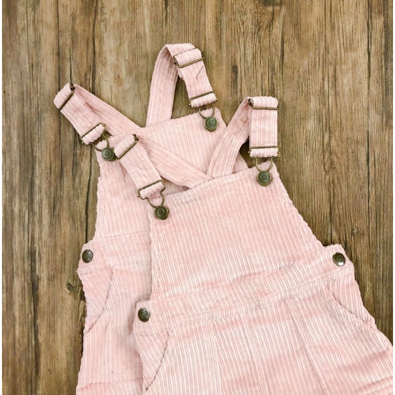 Váy yếm bé gái nhung tăm hồng anko