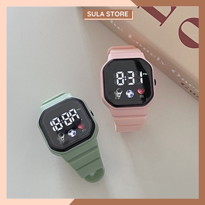 Đồng hồ nam nữ mặt vuông 4cm điện tử đẹp năng động giá rẻ _ SULASUL
